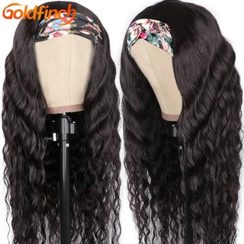 30 Inch Loose Deep Wave Headband Wig Human Hair Wigs For Black Women Remy Brazilian Bandeau Cheveux Femme Head Scarf Wigs 150