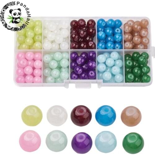 4mm 6mm 8mm 10mm Round ImitationJade Glass Beads Strands Spray Painted For DIY Jewelry Making