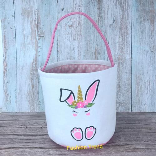 50pcs/lot Personalized 4 Colors Fashionable Bunny Unicorn Children Gift Candy Bag Easter Good Quality Bucket