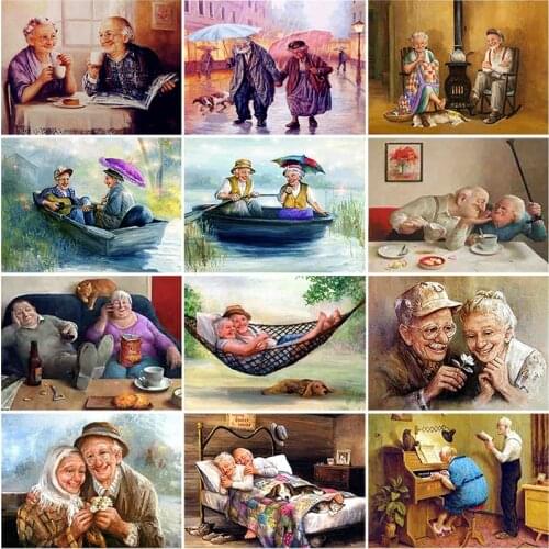 DIY 5D Diamond Painting Old Couple Diamond Embroidery Cross Stitch Full Square/Round Rhinestone Mosaic Cartoon Art Home Decor