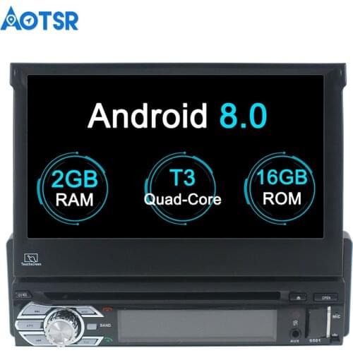 Aotsr Universal Android 8.0 Car Radio GPS Navigation Head Unit Bluetooth AM/FM Radio Car Stereo Quad Core 1 din