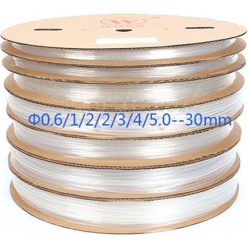 Free fast shipping 50M/1Roll Rohs 2:1 cable sleeve 25MM Heat Shrinkable Tube heat shrink transparent