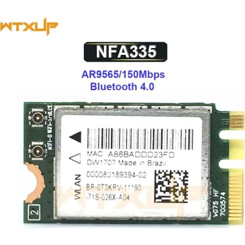300Mbps Wireless Qualcomm Atheros QCNFA335 QCA9565 NGFF ADAPTER 2.4G Bluetooth V4 WIFI WLAN Card For Dell DW1707