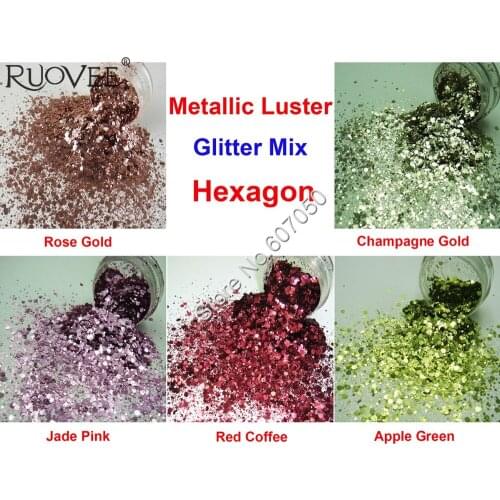 5 Metallic Luster Color Mix Glitter Hexagon Sequin Paillette Spangle Powder Shape for Nail Art Glitter Craft Decoration
