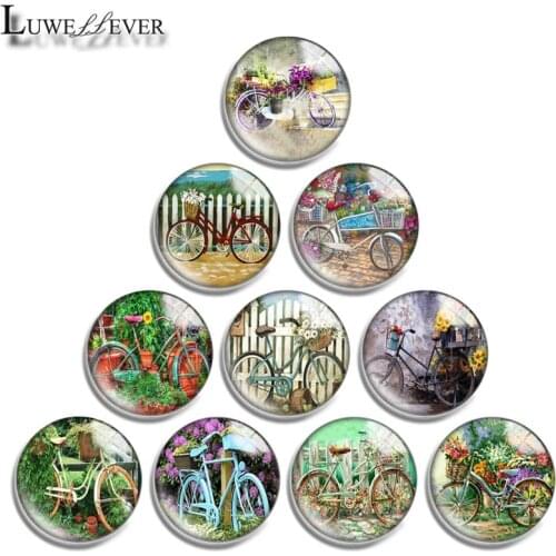 10mm 12mm 16mm 20mm 25mm 30mm 682 Bicycle Mix Round Glass Cabochon Jewelry Finding 18mm Snap Button Charm Bracelet
