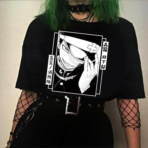 Unisex Fire Force Shinra Kusakabe Anime T-Shirt Men Women Short Sleeve T Shirt Harajuku Tops