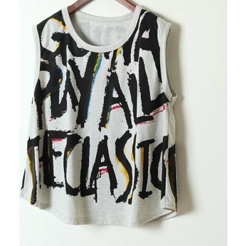 Hot Sale 2020 Summer New Womens Retro Big Letters printed o-neck Cotton Sleeveless T-shirts Tees female fairy T-Shirt