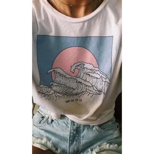 And So It Is Ocean Wave Aesthetic Cute Tumblr 90s Summer T-Shirt Women Unisex Men Women T-Shirt Funny