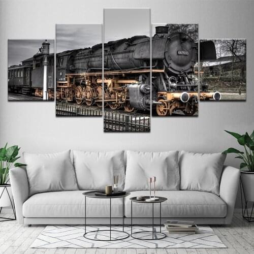 Train restaurant bar decoration picture painting 5 board wall artist living room decoration frame poster print wall art poster