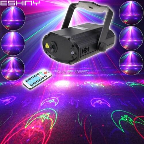 ESHINY Remote MINI RGB Laser 12 Christmas Patterns Projector DJ Dance Disco Bar Home Party Xmas Stage Effect Light Show T180D3