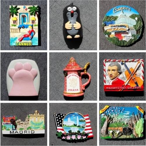 National Tourism Fridge Magnet Souvenir 3d Resin Egypt Bremen Madrid Greece Refrigerator Stickers California Home Decor Gifts