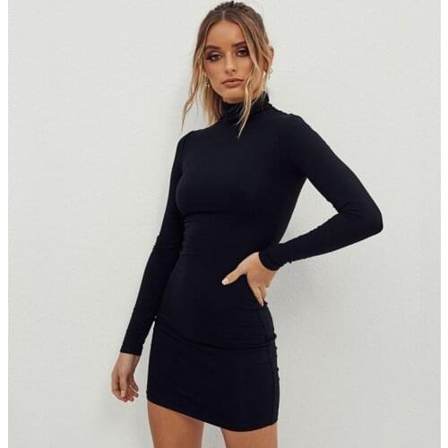 Autumn high sexy mini black vintage Casual harajuku dropshipping Korean gothic female party long-sleeved Women dress clothes