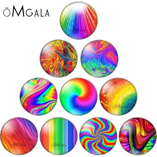 Colorful Geometry Rotating Rainbow Patterns 10pcs 12mm/18mm/20mm/25mm Round photo glass cabochon demo flat back Making findings