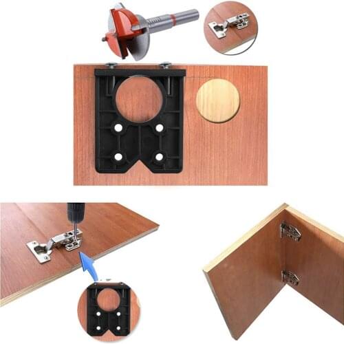 35mm Hinge Drilling Jig Concealed Guide Hinge Hole Drilling Guide Locator Woodworking Hole Opener Door Cabinet Accessories Tool