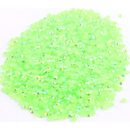 Light Green AB 2mm,3mm,4mm Nail Art Resin Jelly Rhinestone Round Flatback For DIY Nail Art Accessories