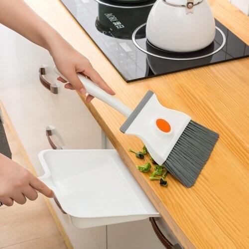Wet and Dry Soft Hair Broom Dustpan Broom Set Non-Stick Hair Cleaning Artifact Living Room Kitchen Floor Desktop Cleaning Tool