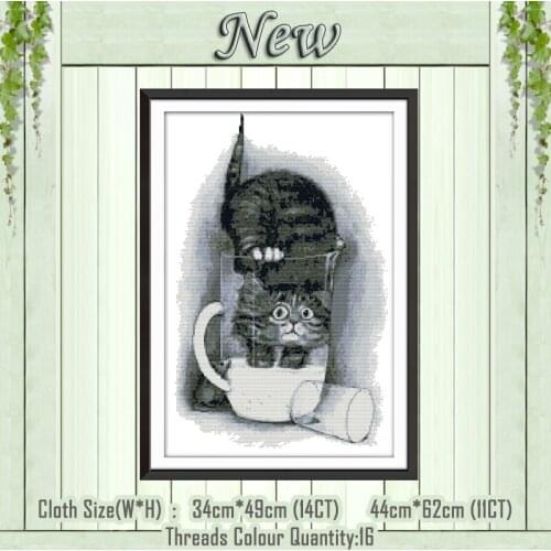 Greedy cat animal diy decor painting counted printed on canvas DMC 14CT 11CT Chinese Cross Stitch Needlework Sets Embroidery kit