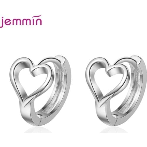 Attractive Heart Shape Hoop Earrings Genuine 925 Sterling Silver Earrings For Women Engagement Party Fashion Wedding Jewelry