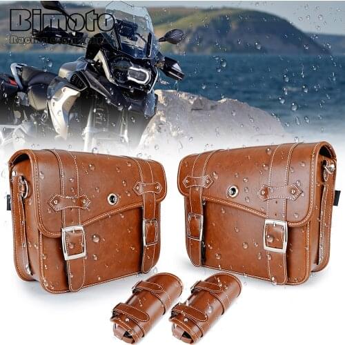 1Pair Motorcycle Saddlebags PU Leather Saddle bags For Sportster for KAWASAKI Benelli Motorbike Tool Luggage Bags