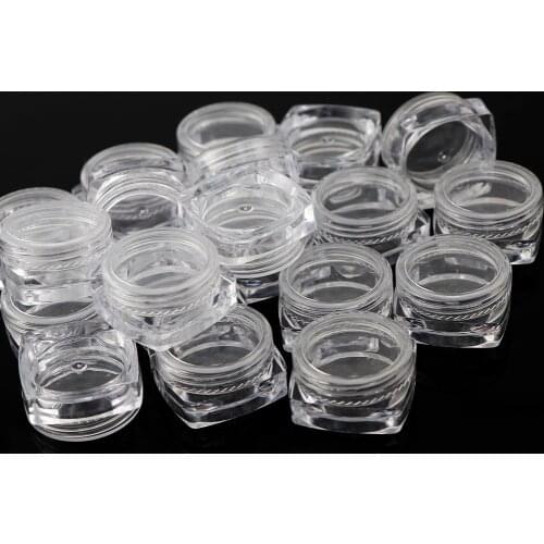 12Pcs/set Transparent Plastic Jewelry Bead Storage Box Small Square Bottom Round Container Jars Make Up Organizer Storage Boxes