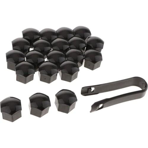 20 Pieces Car Truck Wheel Tyre Centre Hub Screw Lug Bolt 19mm Cap - Black