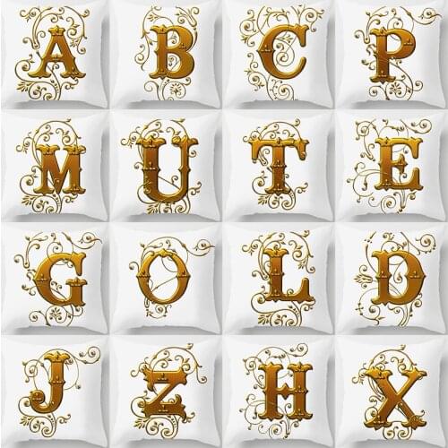 26 Letters Cushion Cover English Alphabet Throw Pillow Case Letters Polyester Home Decorative Pillowcase