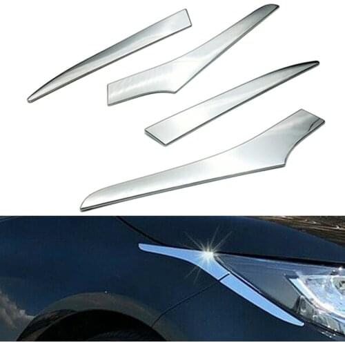 4Pcs Chrome Front Headlight Car Head Lamp Lights Eyebrow Cover Exterior Decorations Trim For Toyota Corolla Hatchback 2019-2020