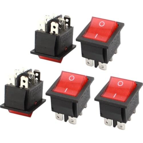 5 Pcs AC 250V/125V 16A/20A DPDT 2-Position ON/OFF Boat Rocker Switch