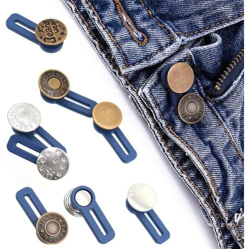 5Pcs Retractable Waist Buttons Retro Metal Buttons Adjustable Removable Jeans Waist Button Extended Buckles Waistband Expander