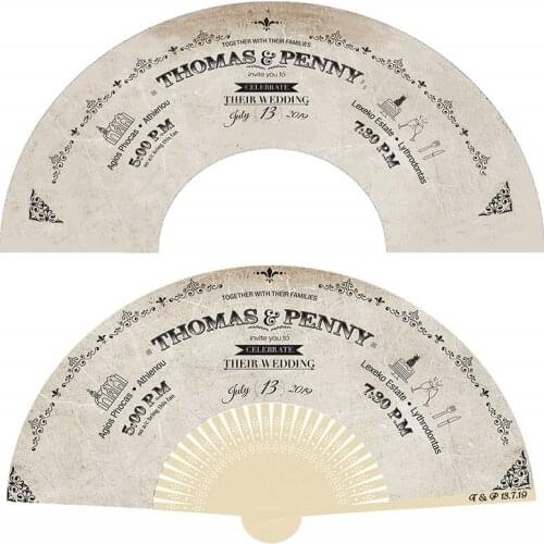 50PCS Customized Bamboo Silk Hand Fan Wedding Favors Birthday Gift For Guest or as Home Decorations & Party Suppliers Wood Craft