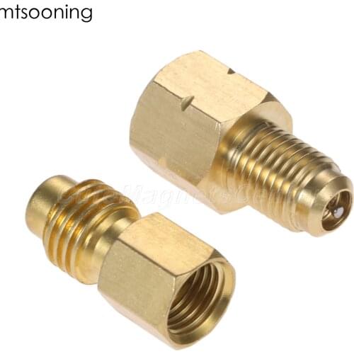 Mtsooning 2pcs R1234yf Adapter w/ Valve Core 1/4" SAE Female FL x 1/2" ACME LH-Male