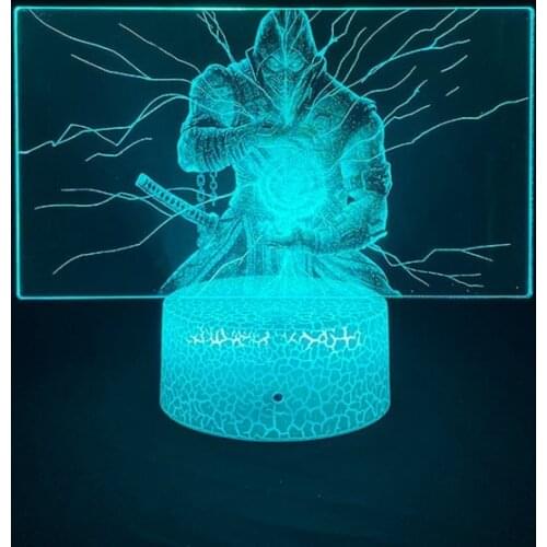 Acrylic 3D LED Night Light Mortal Kombat Nightlight Kids Fans Child Gift Gaming Room Decor Color Changing Lamp Bluetooth Base