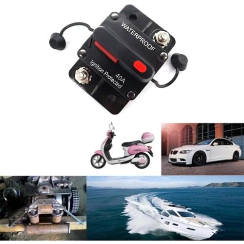 12-48v/30a/40a Circuit Breaker With Manual Reset Dc Fuse Holder Amp Protection Waterproof Car Rv Truck Boat Accessories Tools