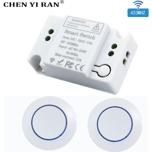 433mhz smart home button wireless switch rf remote control ac 110v 220v receiver and transmitter for residential led lamp contro