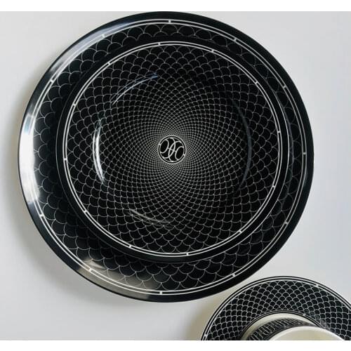 Black Porcelain Plates Dinner Serving Kitchen Accessories Bone China Cup and Saucer Dessert Bread Dishes Luxury Home Decor Gifts