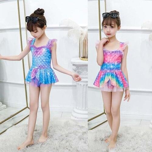 2021 Girls Swimmable Mermaid Princess Dress Kids Summer Mermaid Swimsuit Set dress+ Cap Birthday Party Cosplay Swimwear Costume