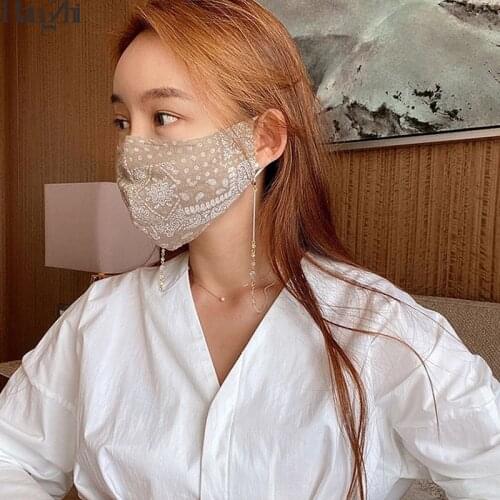 HangZhi 2020 New Korean Vintage Pearl Crystal Necklace Chain for Mask Strap Lanyard Glasses Hanging Cord for Women Jewelry