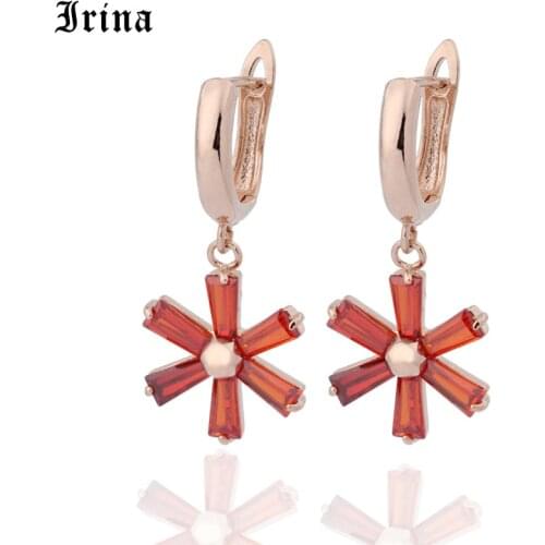 Irina 585 Luxury Creative Personality snow AAA zircon earrings Famous brand girl/womans fashion jewelry zircon earrings