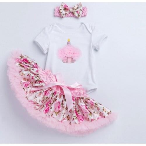 Baby Girl Clothes 1st Birthday Cake Smash Outfits Infant Clothing Sets Romper+Flower Tutu Skirt+bows Headband Newborn Suits Gift