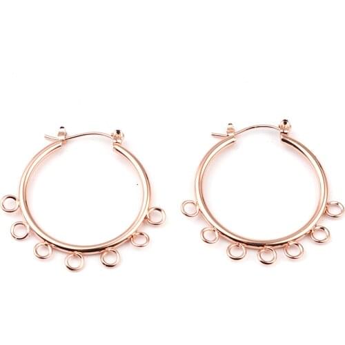 DoreenBeads Handmade Hoop Earrings Findings Circle Ring Rose Gold/Gold/Silver Color DIY Making Charms Earrings Jewelry,1Pair