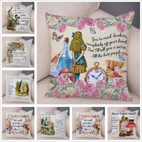 Cute Cartoon Girl Children Cushion Cover Pillow Case 45*45cm Covers Print Decor Letter Super Soft Short Plush Pillows Pillowcase