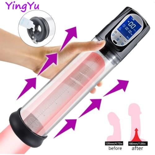 Penis Pump Vibrator Enlargerment Vacuum Pump Lubricant USB Rechargeable Cock Vacuum Enlargement Masturbators Sex Toys for Men