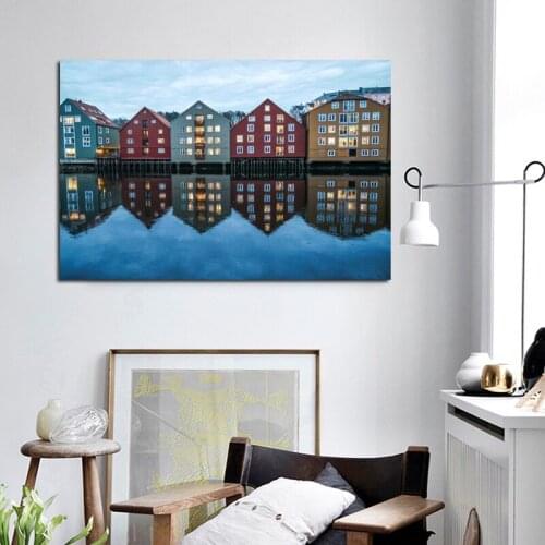 Nordic Style Landscape Posters Canvas Paintings House Water Pictures For Living Room Wall Decoration No Frame