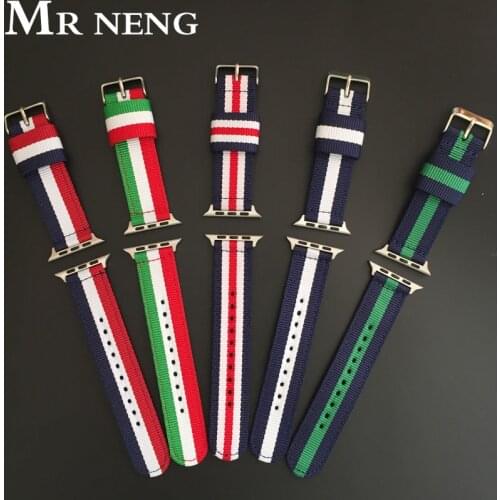 MR NENG Nylon Strap For apple watch Band 42mm 38mm for iWatch serise 4s 3 2 1 watchband 44 42 mm Man Or Women watch Straps