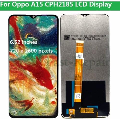 Original Black 6.5 inch For Oppo A15 CPH2185 / A15s CPH2179 LCD Display Touch Screen Digitizer Assembly Replacement With Frame