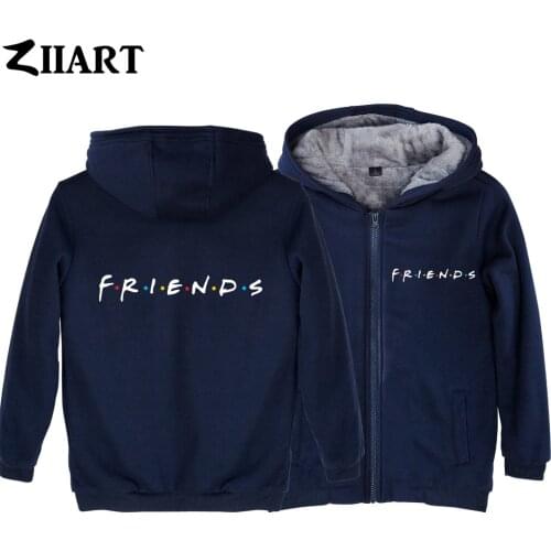 Man Boy Parkas Full Zip Coat Plus Velvet Friends Name Logo TV Show Letter Alphabet Autumn Winter Couple Clothes ZIIART