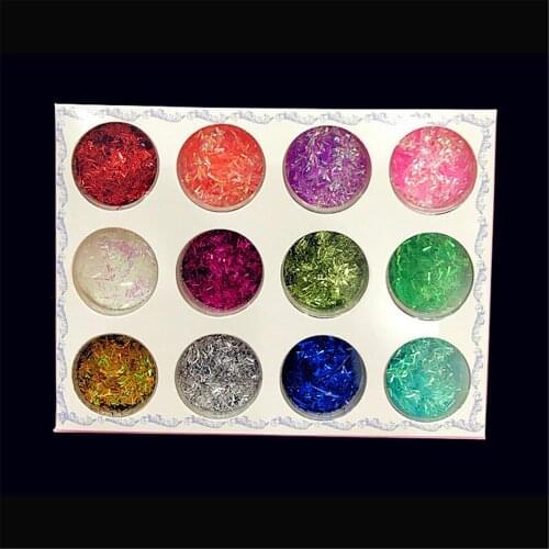 12 Colors Stripe Tape Line Glitter Sequins Nail Art Slice Metallic DIY Sparkl Decoration Nail Wire Paillette Flakes Accessories