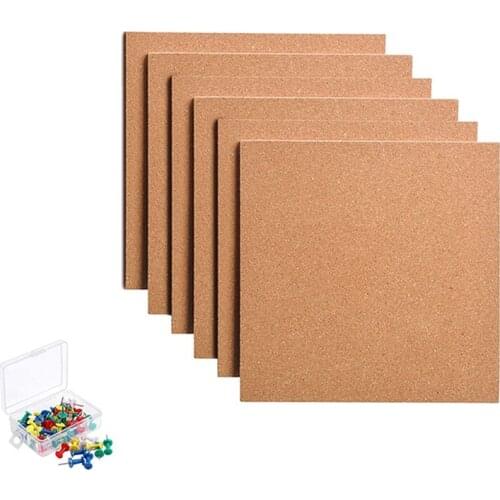 Cork Board Thick Square 6 Pieces of Cork Board 50 Pieces Promotional Mini Wall Self-Adhesive Cork Board Wall Tiles