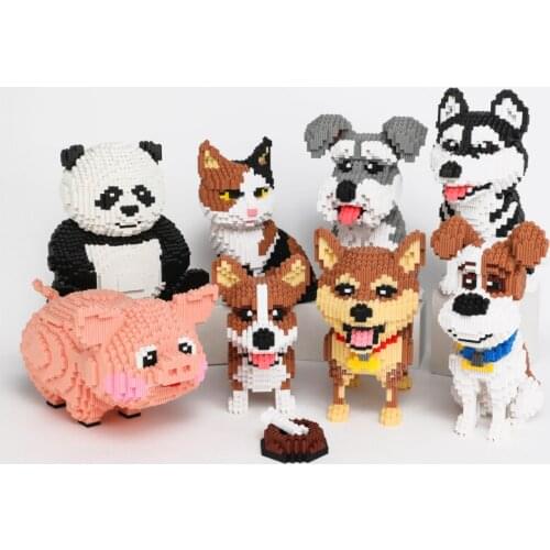 Animal Series Kitten Puppy Pig Adult Toys Decompression Puzzle Assembling mini Building Blocks Childrens Educational Toys