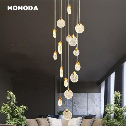 Nordic LED Pendant Lights Modern Racket Crystal Iron Ceiling Chandeliers Lighting Fixture Living Room Staircase Bedroom Lamps